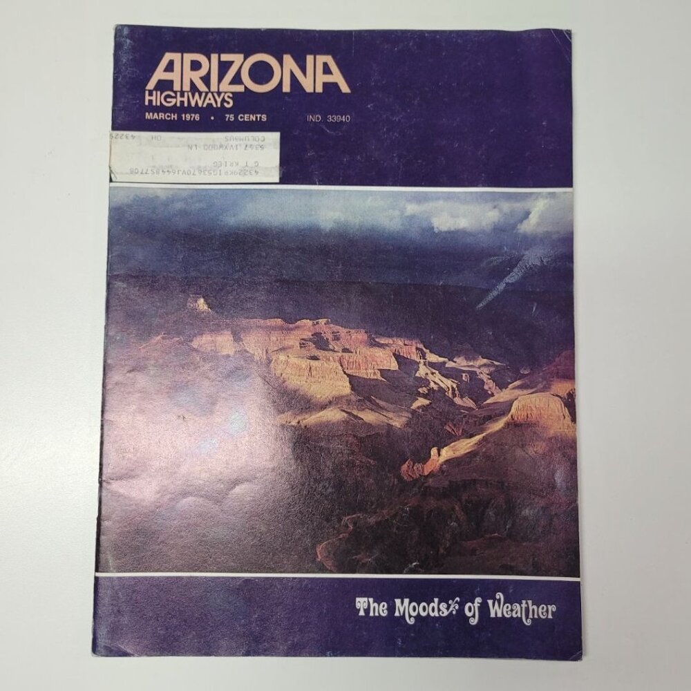 Arizona Highways Artwork Magazine March 1976 Vintage History Weather Seasons Ice